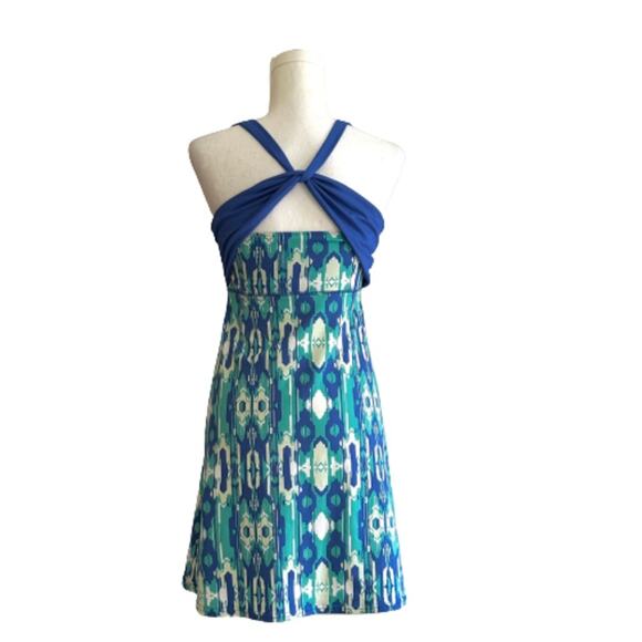 Soybu Dress Blue Green Print Strappy Twist Back Athletic Casual Stretch Size XS - Picture 4 of 10